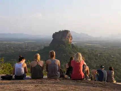 View of Sigiriya Rock from the top of Pidurangala Rock on a Sri Lanka family holiday